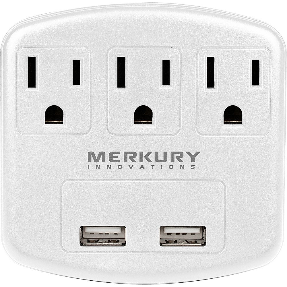 Merkury Innovations 3 AC Outlet and 2 USB Port 2.1 Amp Power Charging Station White Merkury Innovations Electronics