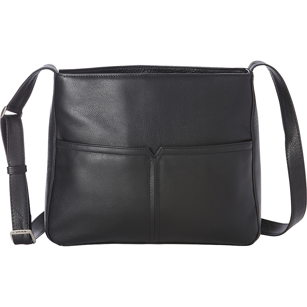 Derek Alexander Large Inset Top Zip Adjustable Strap Black Derek Alexander Leather Handbags