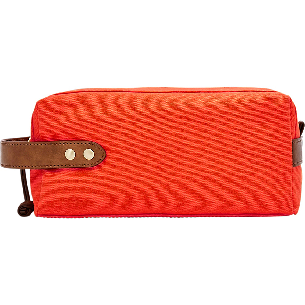 Fossil Cotton Canvas Single Zip Shave Kit Orange Fossil Toiletry Kits