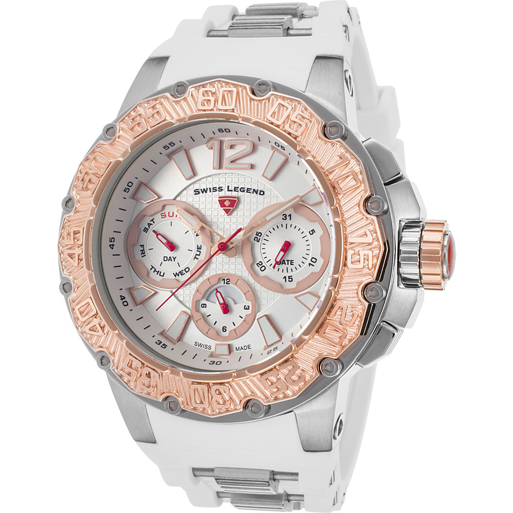 Swiss Legend Watches Opus Chronograph Silicone Band Watch White Rose Gold Swiss Legend Watches Watches