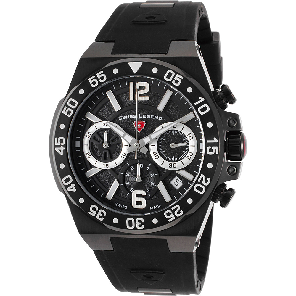 Swiss Legend Watches Opus Chronograph Silicone Band Watch Black Black Swiss Legend Watches Watches