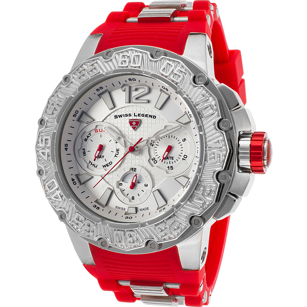 Swiss Legend Watches Opus Chronograph Silicone Band Watch Red Silver Swiss Legend Watches Watches
