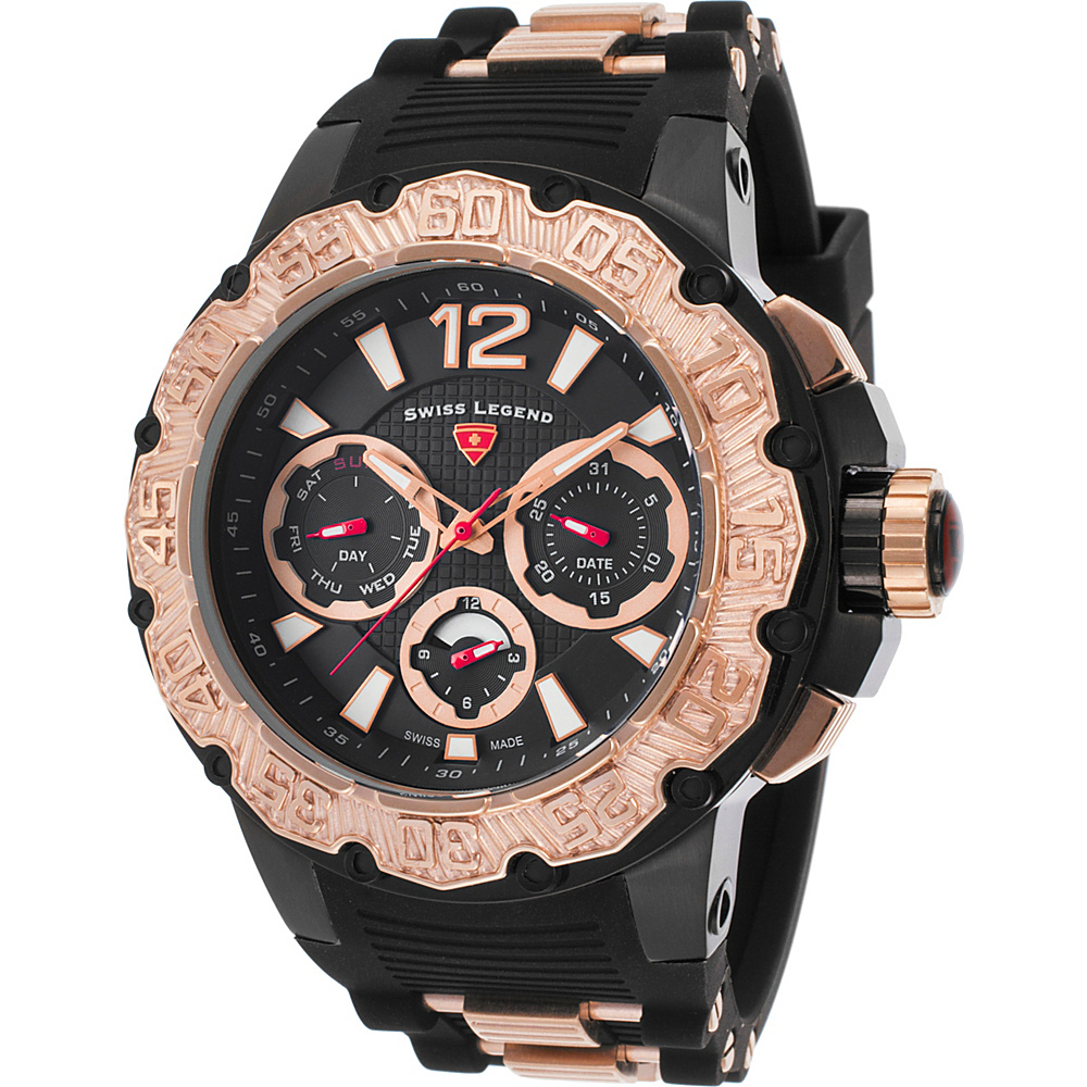 Swiss Legend Watches Opus Chronograph Silicone Band Watch Black Black Rose Gold Swiss Legend Watches Watches