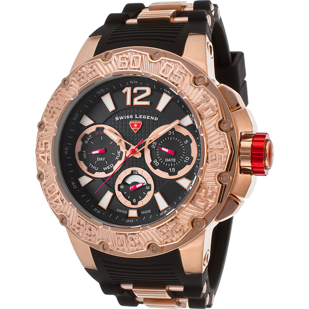 Swiss Legend Watches Opus Chronograph Silicone Band Watch Black Rose Gold Rose Gold Swiss Legend Watches Watches