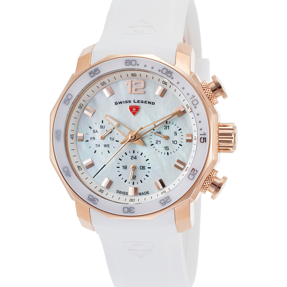 Swiss Legend Watches Geneve Chronograph Silicone Band Watch White Rose Gold Swiss Legend Watches Watches