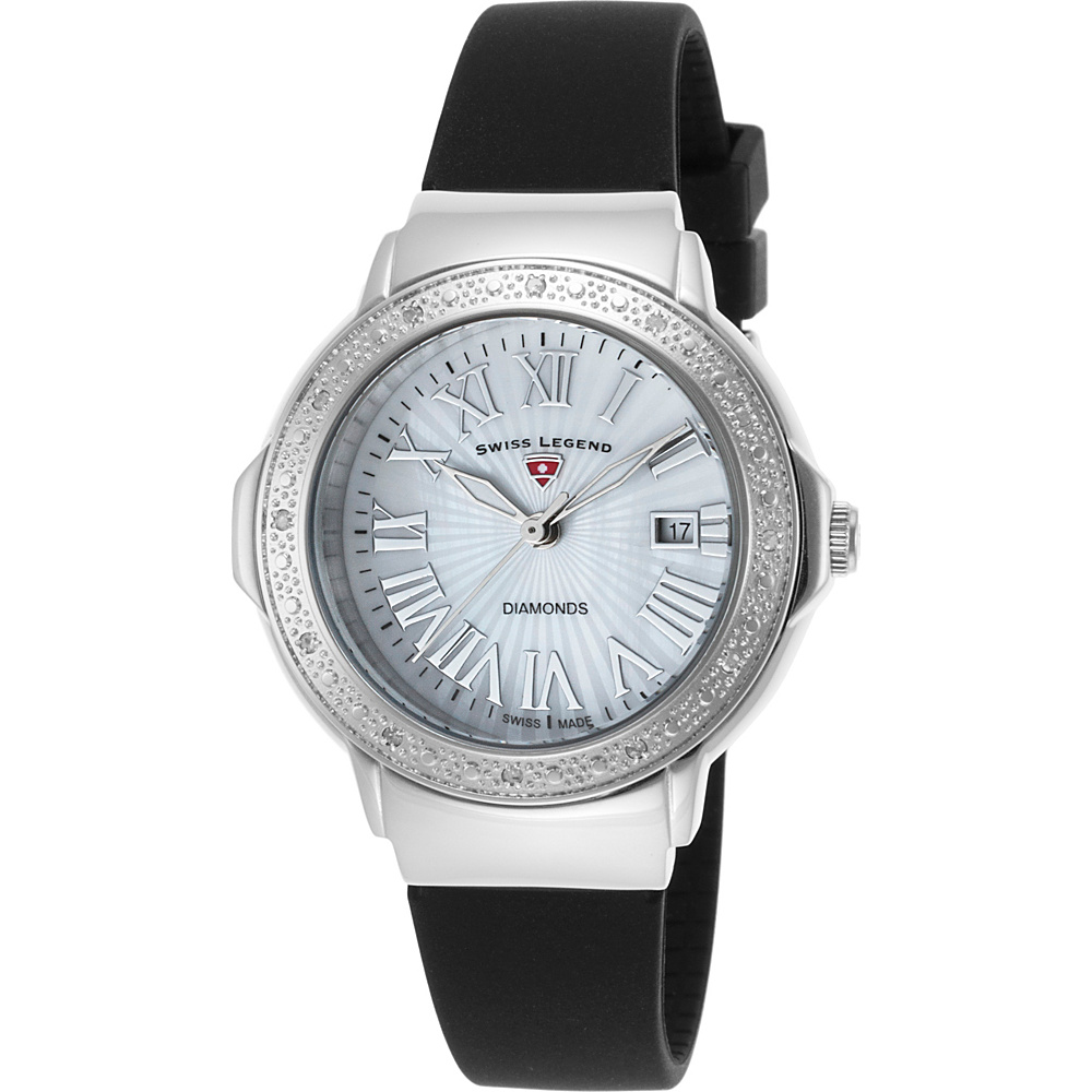 Swiss Legend Watches South Beach Diamond Silicone Band Watch Black Silver Swiss Legend Watches Watches