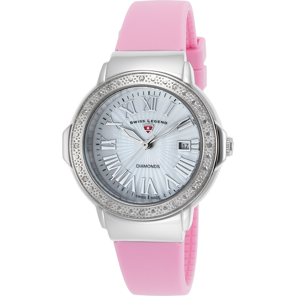 Swiss Legend Watches South Beach Diamond Silicone Band Watch Pink Silver Swiss Legend Watches Watches