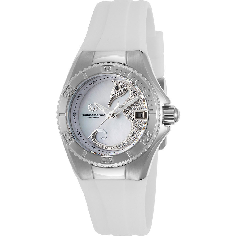 TechnoMarine Watches Womens Cruise Dream Silicone Band Watch White Silver TechnoMarine Watches Watches