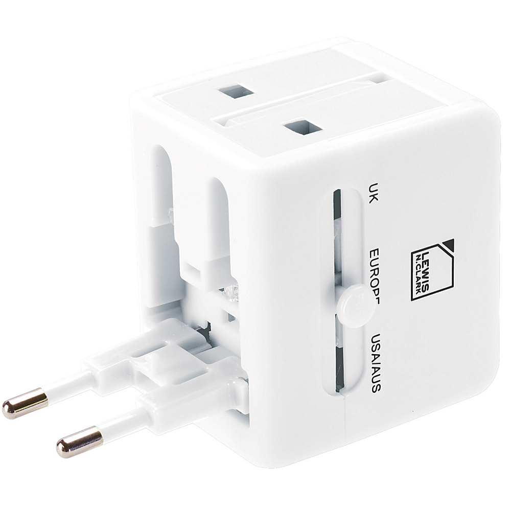 Lewis N. Clark Global Adapter with 2.1A Dual USB Charger WHI Lewis N. Clark Electronic Accessories