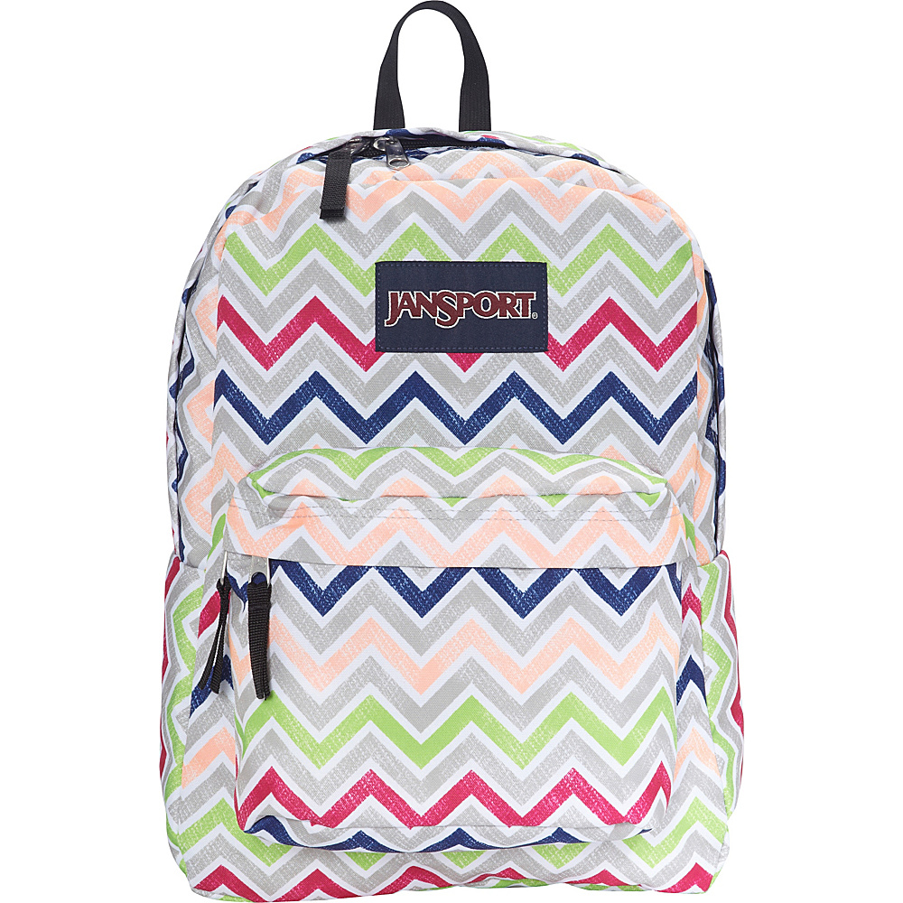 JanSport Superbreak Backpack- Sale Colors Cyber Pink Summer Chevron - JanSport Everyday Backpacks