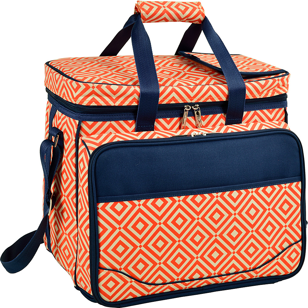 Picnic at Ascot Equipped Insulated Picnic Cooler with Service for 4 Orange Navy Picnic at Ascot Outdoor Coolers
