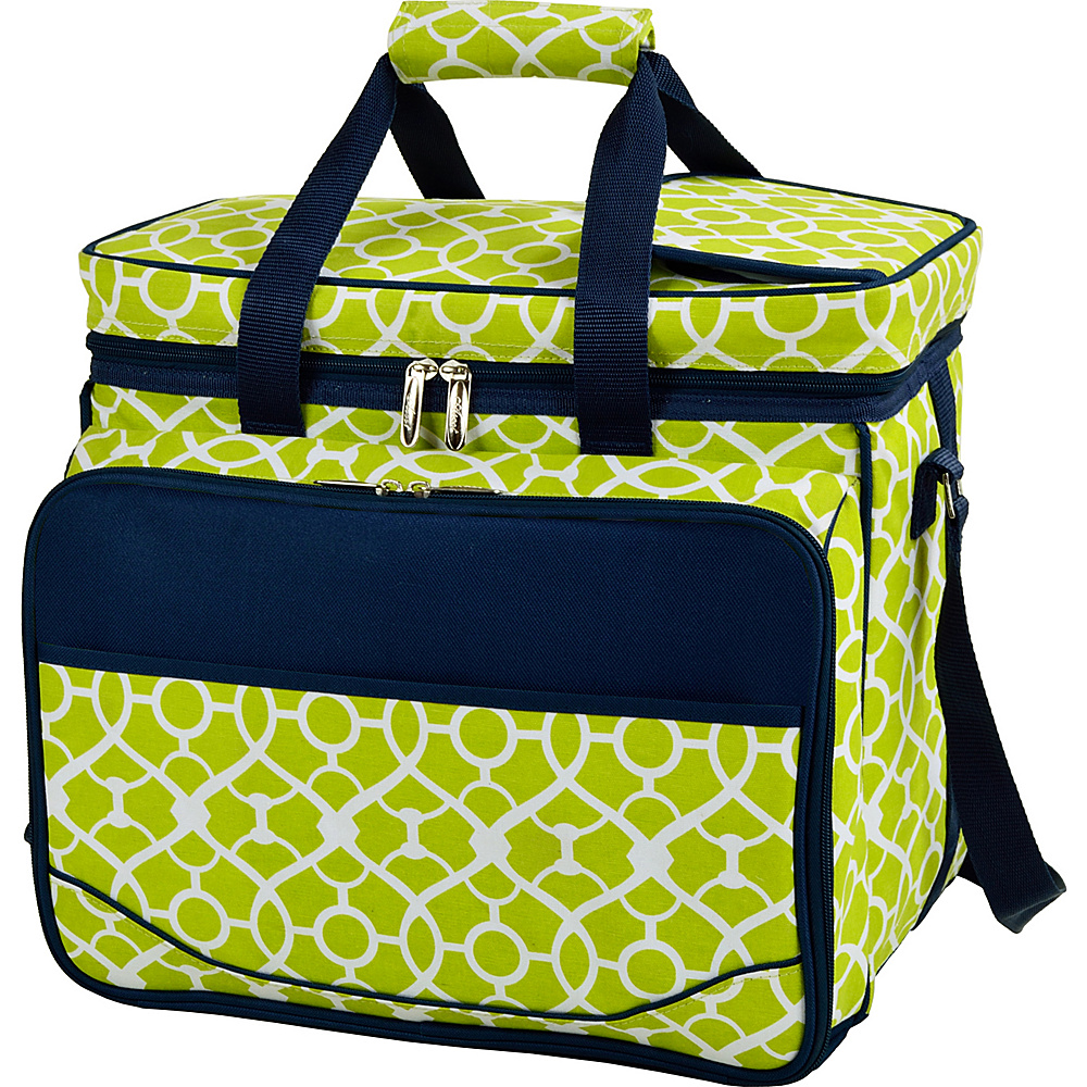 Picnic at Ascot Equipped Insulated Picnic Cooler with Service for 4 Trellis Green Picnic at Ascot Outdoor Coolers
