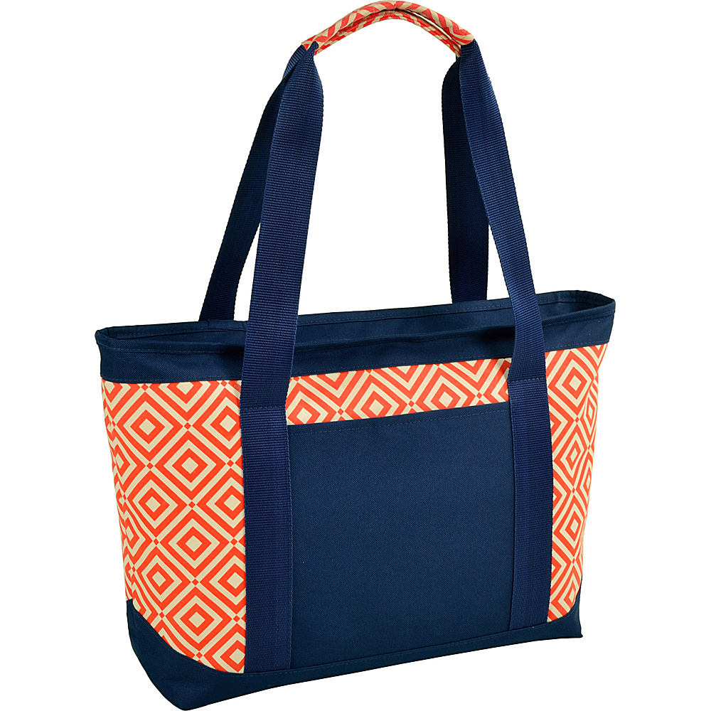 Picnic at Ascot Large Insulated Cooler Bag 24 Can Tote Orange Navy Picnic at Ascot Outdoor Coolers