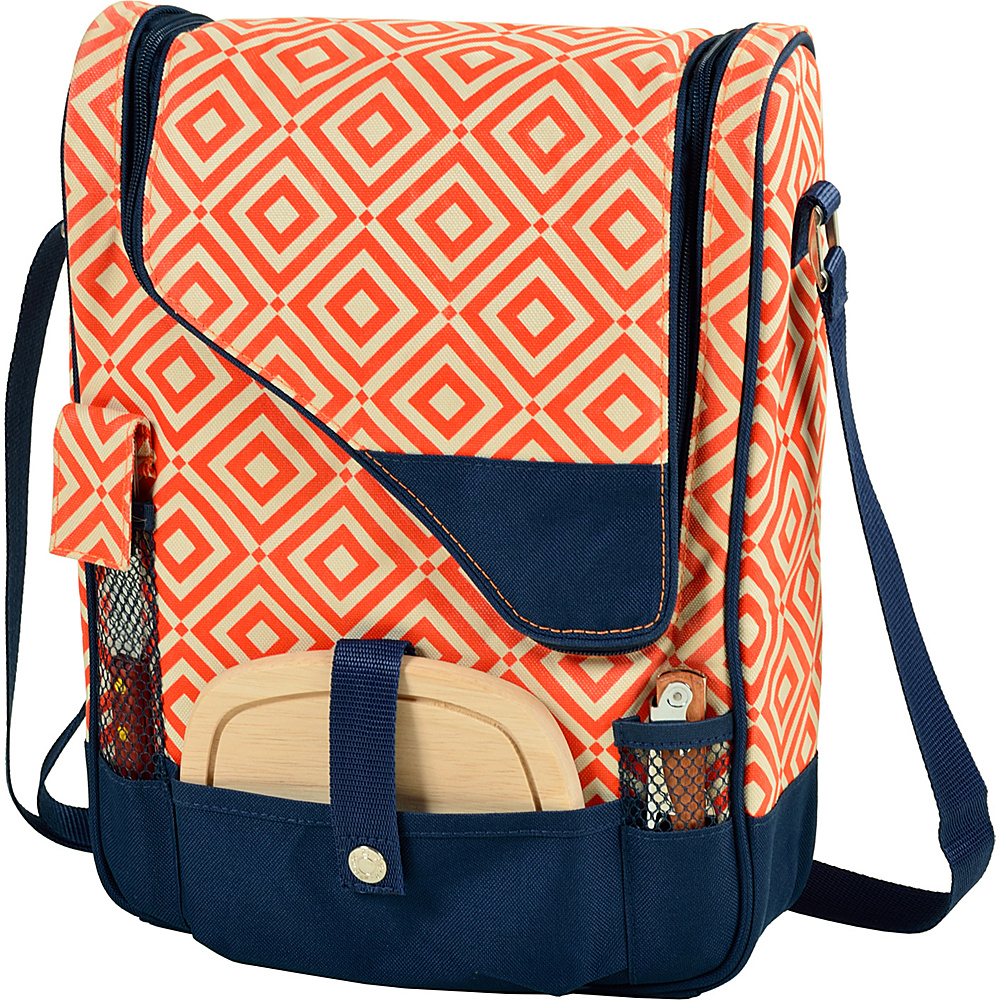 Picnic at Ascot Wine and Cheese Cooler Bag Equipped for 2 Orange Navy Picnic at Ascot Outdoor Coolers