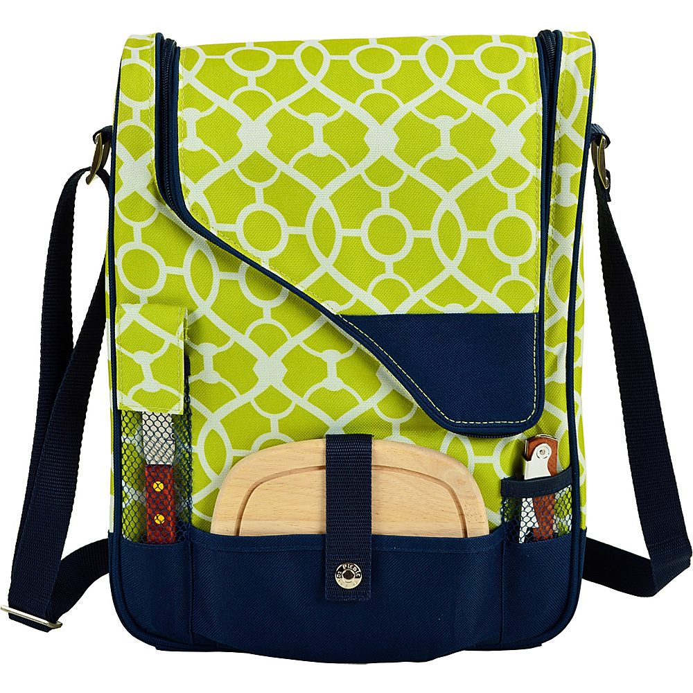 Picnic at Ascot Wine and Cheese Cooler Bag Equipped for 2 Trellis Green Picnic at Ascot Outdoor Coolers