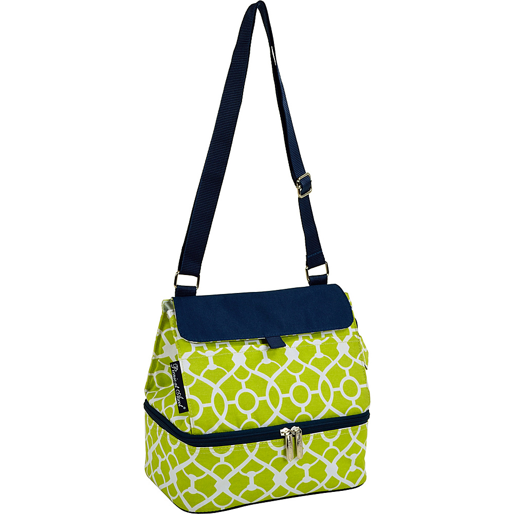 Picnic at Ascot Fashion Insulated Lunch Bag Two Section w Shoulder Strap Trellis Green Picnic at Ascot Travel Coolers