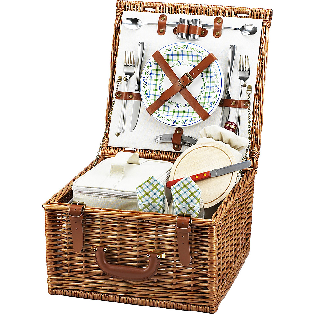 Picnic at Ascot Cheshire English Style Willow Picnic Basket with Service for 2 Wicker w Gazebo Picnic at Ascot Outdoor Accessories