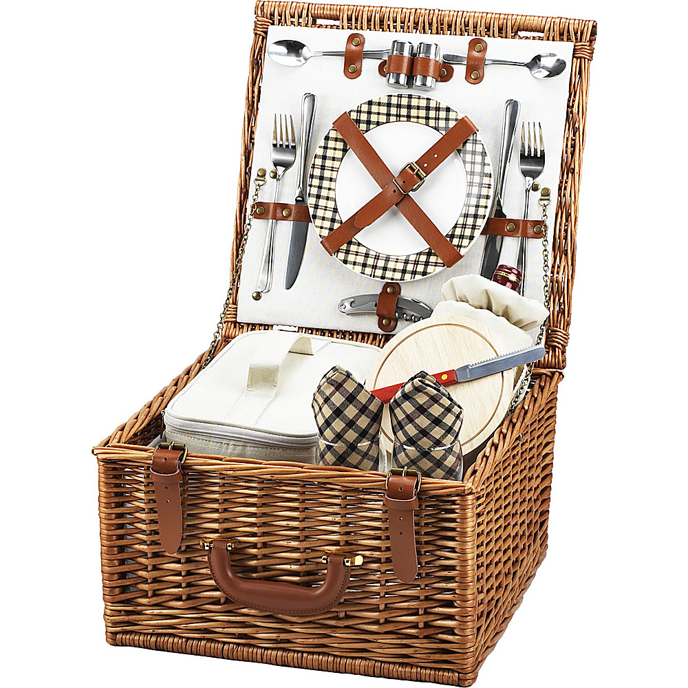 Picnic at Ascot Cheshire English Style Willow Picnic Basket with Service for 2 Wicker w London Picnic at Ascot Outdoor Accessories