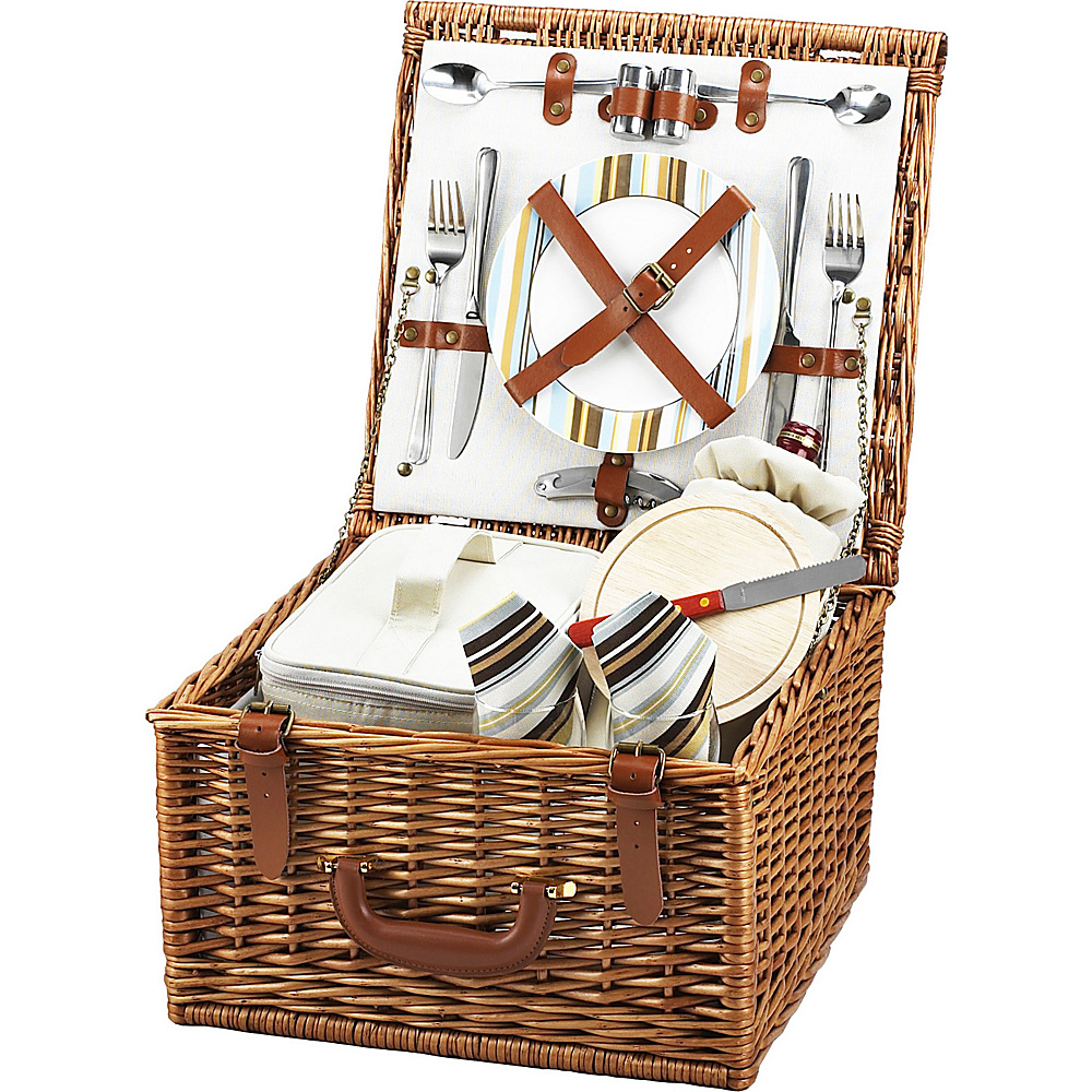 Picnic at Ascot Cheshire English Style Willow Picnic Basket with Service for 2 Wicker w Santa Cruz Picnic at Ascot Outdoor Accessories