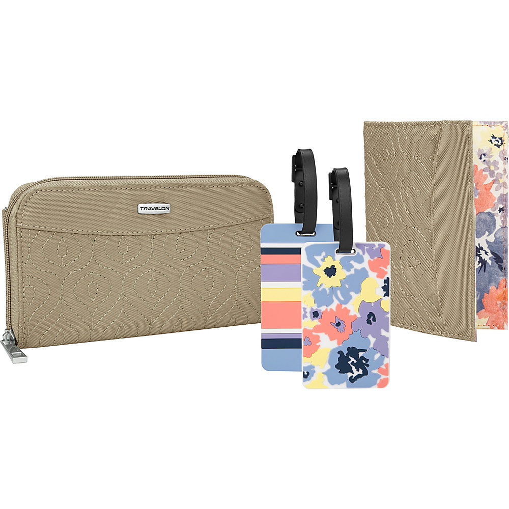 Travelon RFID Wallet Passport Case and Luggage Tag Travel Set Taupe Travelon Travel Wallets