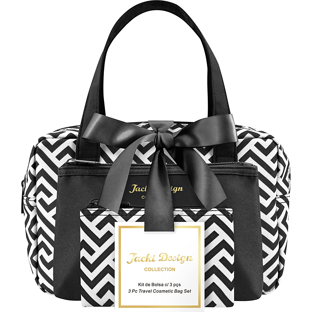 Jacki Design Contour 3 Piece Travel Cosmetic Bag Set Black Jacki Design Toiletry Kits