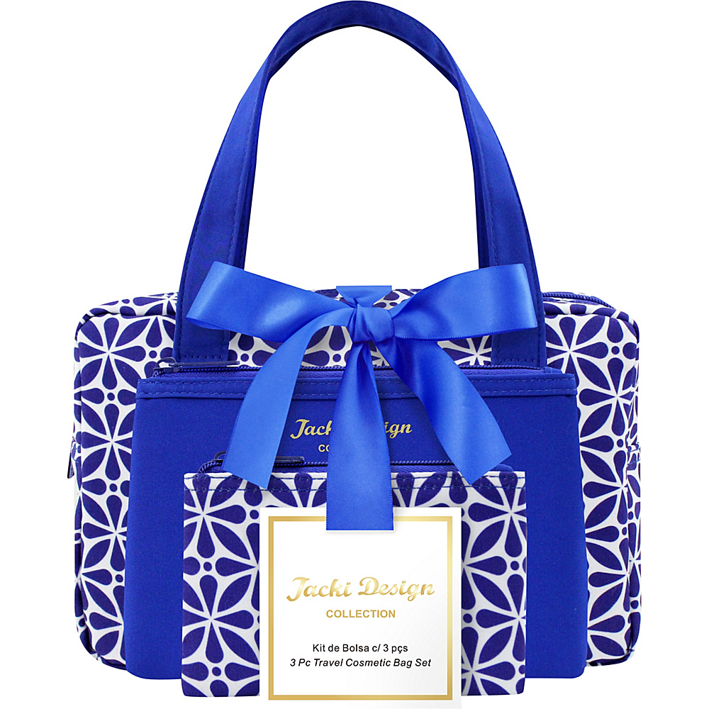 Jacki Design Contour 3 Piece Travel Cosmetic Bag Set Blue Jacki Design Toiletry Kits