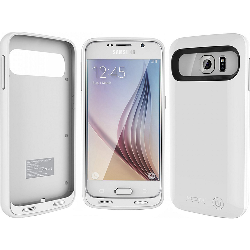Mota Samsung S6 Premium Extended Battery Case White Mota Electronics