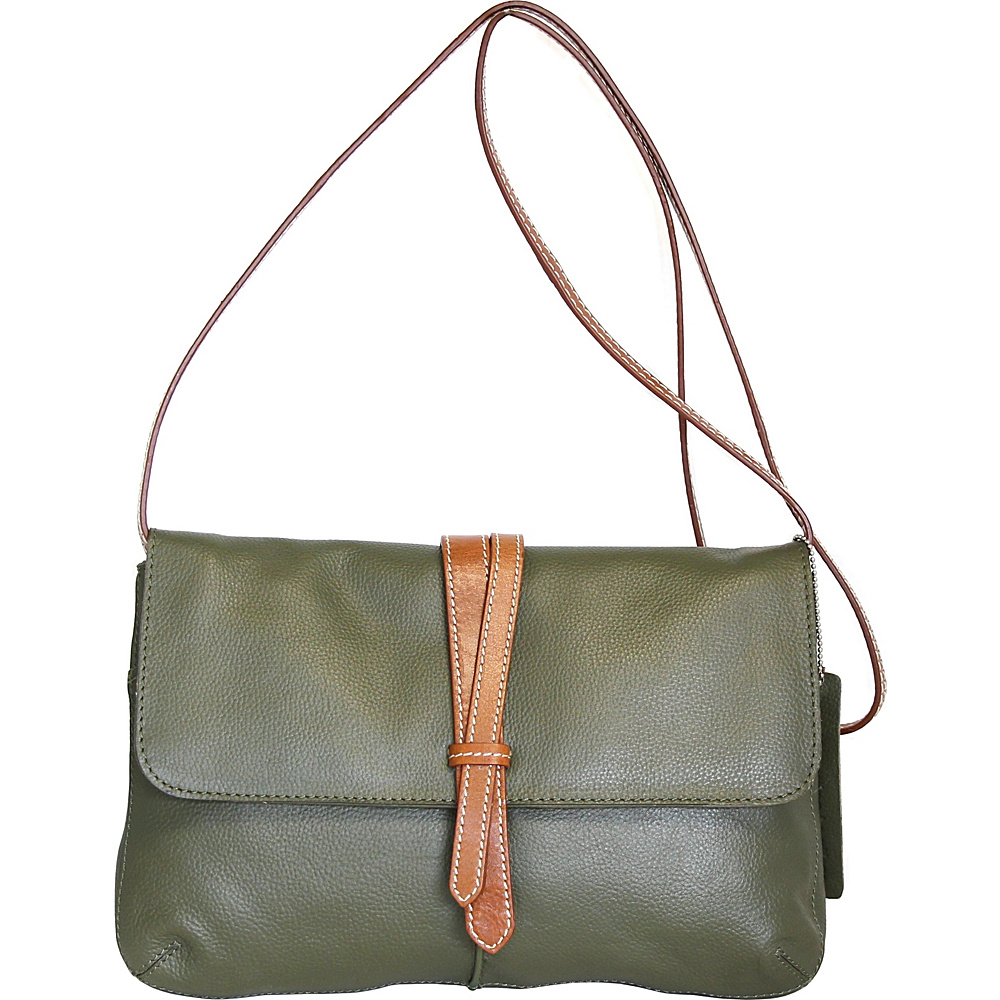 Nino Bossi Petunia Bud Crossbody Green Nino Bossi Leather Handbags