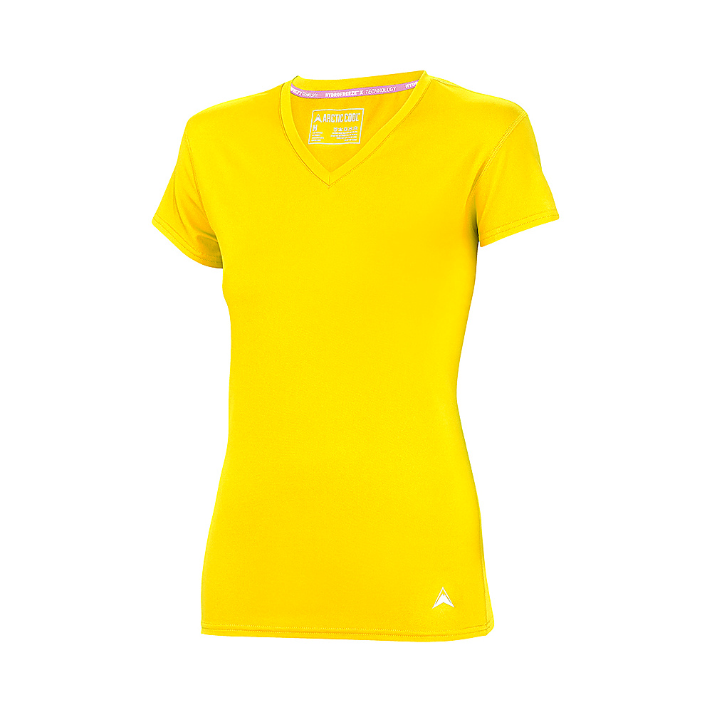 Arctic Cool Womens V Neck Instant Cooling Shirt M Yellow Arctic Cool Women s Apparel