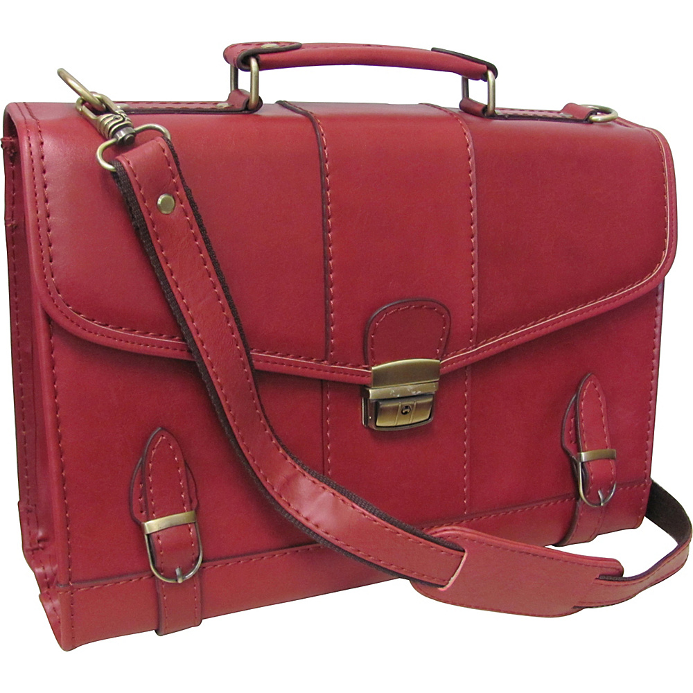 AmeriLeather Ashton Leatherette Womens Briefcase Rose Red AmeriLeather Non Wheeled Business Cases