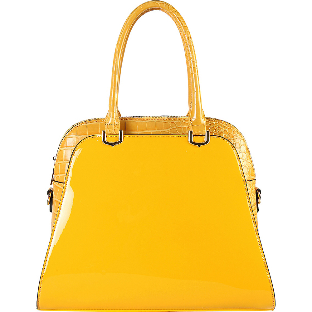 Diophy Women s Yellow Faux Leather Patent Tote Handbag Yellow Diophy Manmade Handbags