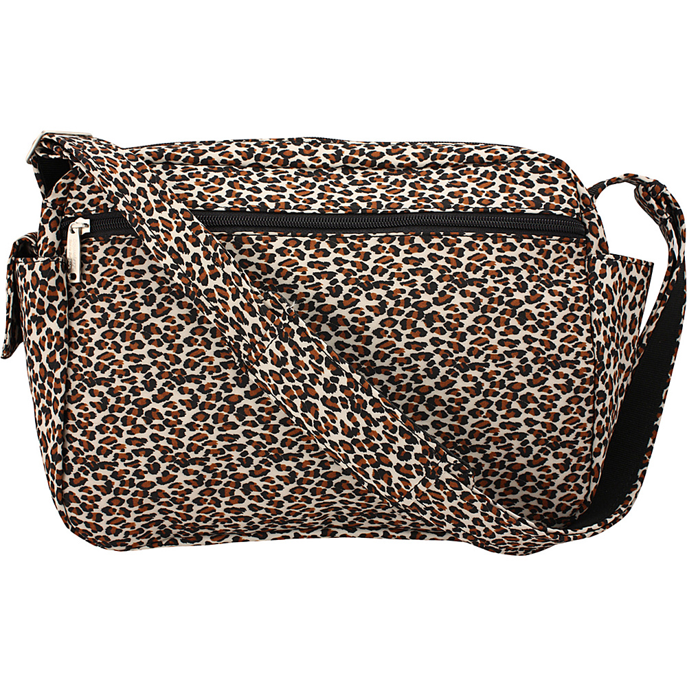 BeSafe by DayMakers Anti Theft 9 Pocket Traveler Messenger Leopard BeSafe by DayMakers Fabric Handbags