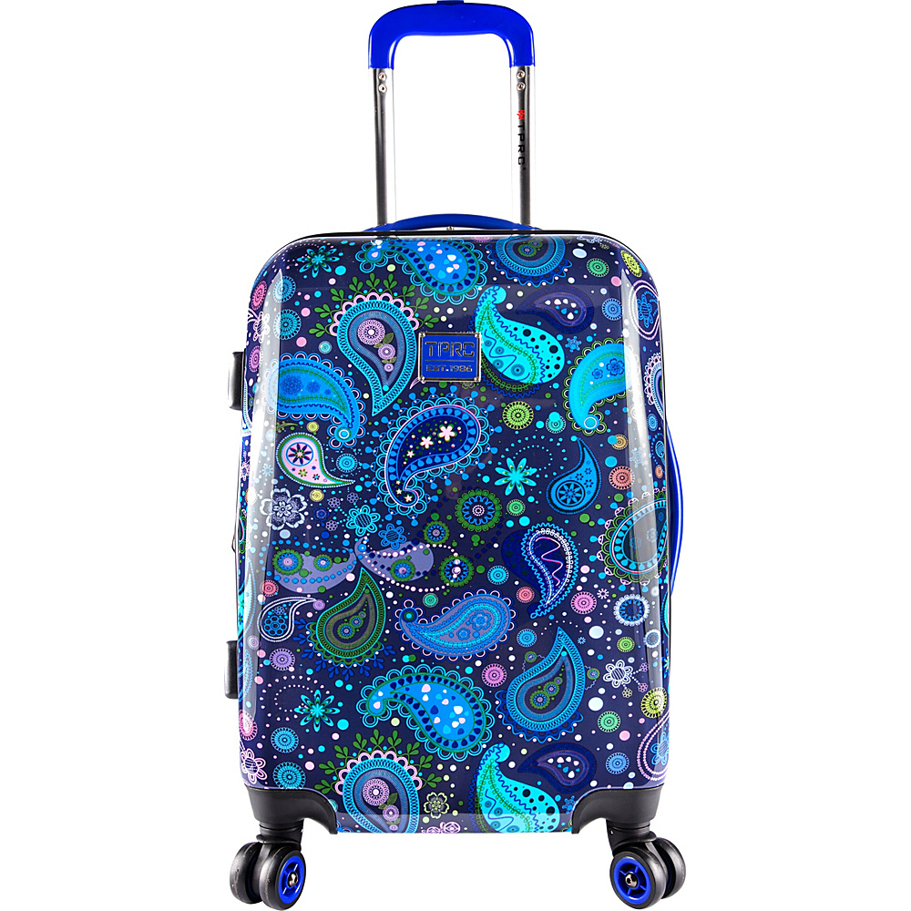 Travelers Club Luggage Paisley 20 Expandable Rolling Carry On Blue Print Travelers Club Luggage Hardside Carry On