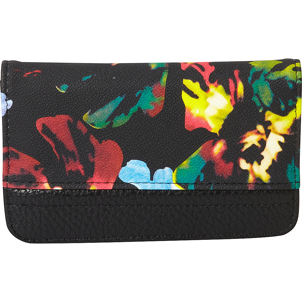 Buxton Abstract Floral Pik Me Up Snap Card Case Black Buxton Women s Wallets
