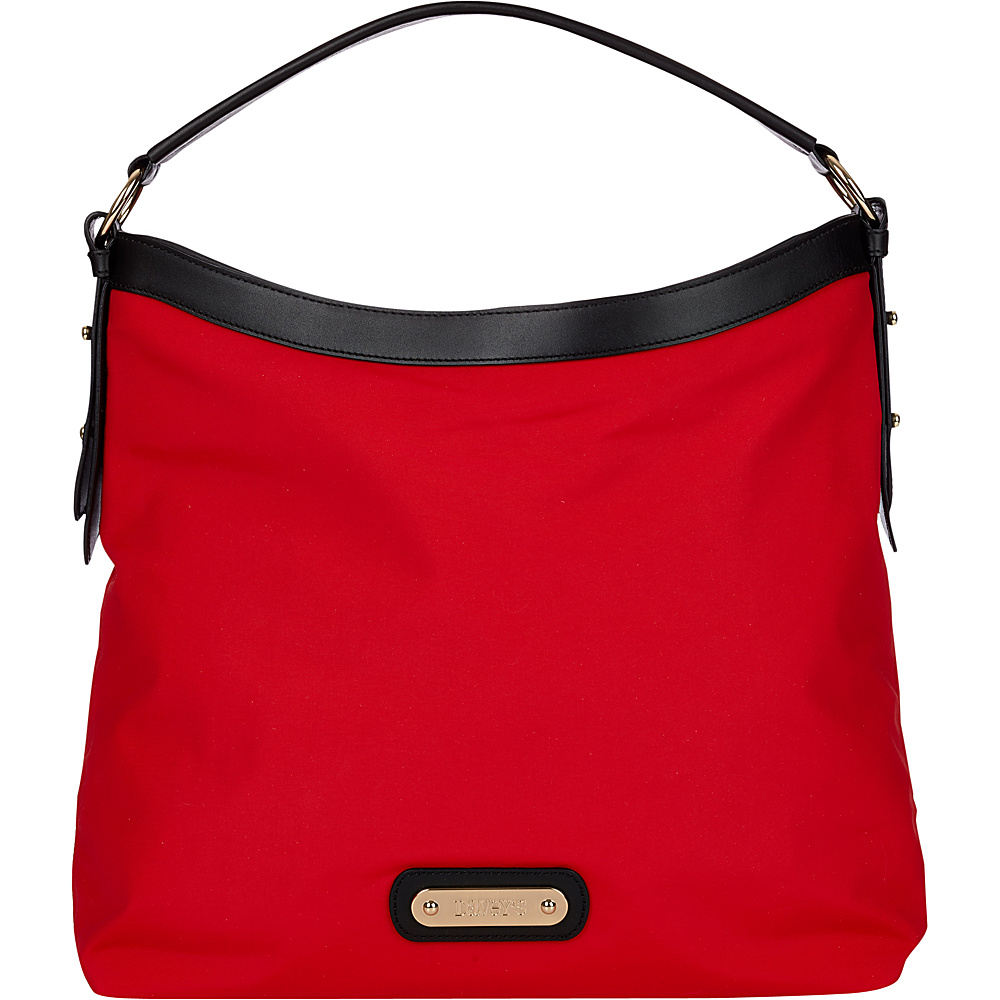 Davey s Hobo Red Black Leather Davey s Fabric Handbags