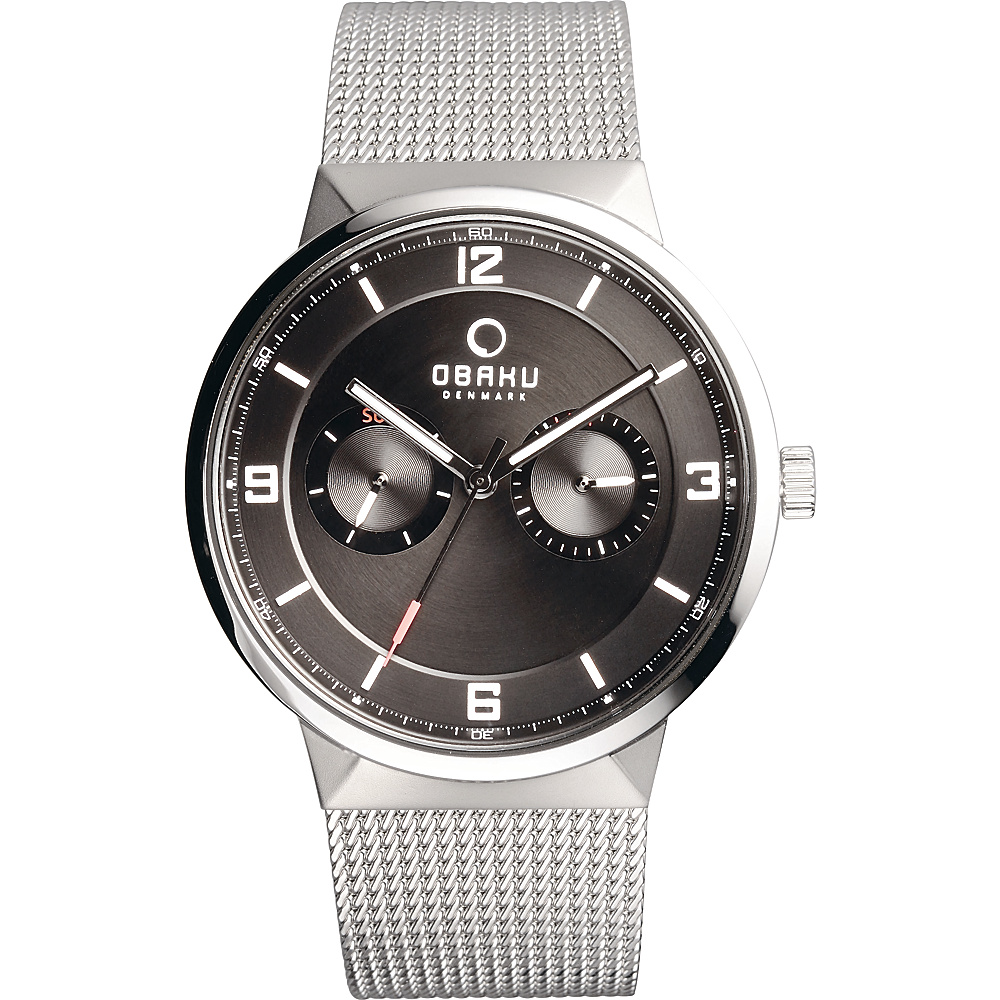 Obaku Watches Mens Multifunction Stainless Steel Mesh Watch Silver Black Obaku Watches Watches