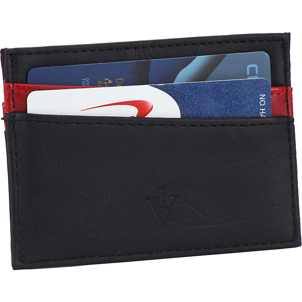 1Voice The Force RFID Blocking Leather Card Holder Black Red 1Voice Men s Wallets