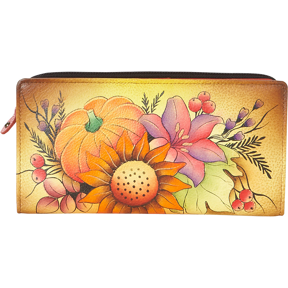 ANNA by Anuschka Hand Painted Leather Two Fold Wallet Fall Bouquet ANNA by Anuschka Women s Wallets