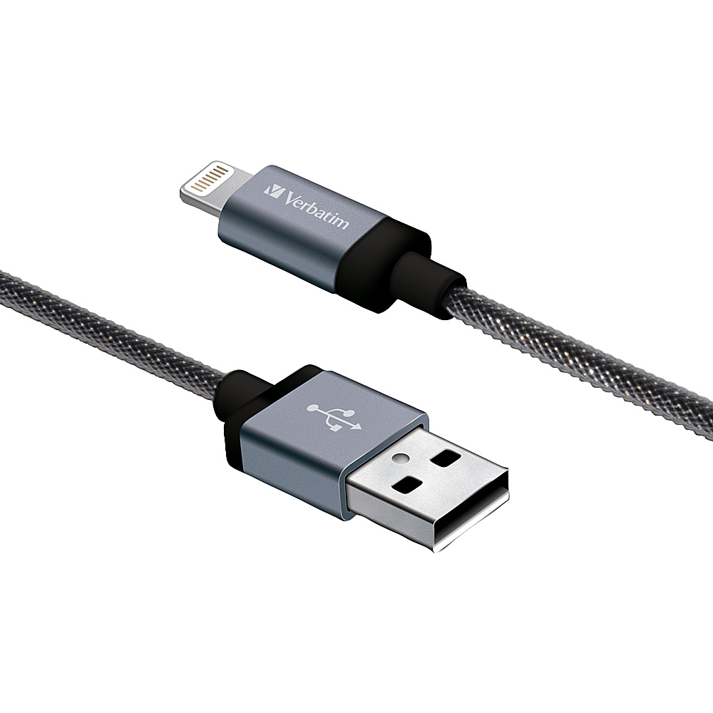Verbatim 47 inch Braided Sync Charge Lightning Cable 99211 Black Verbatim Electronic Accessories