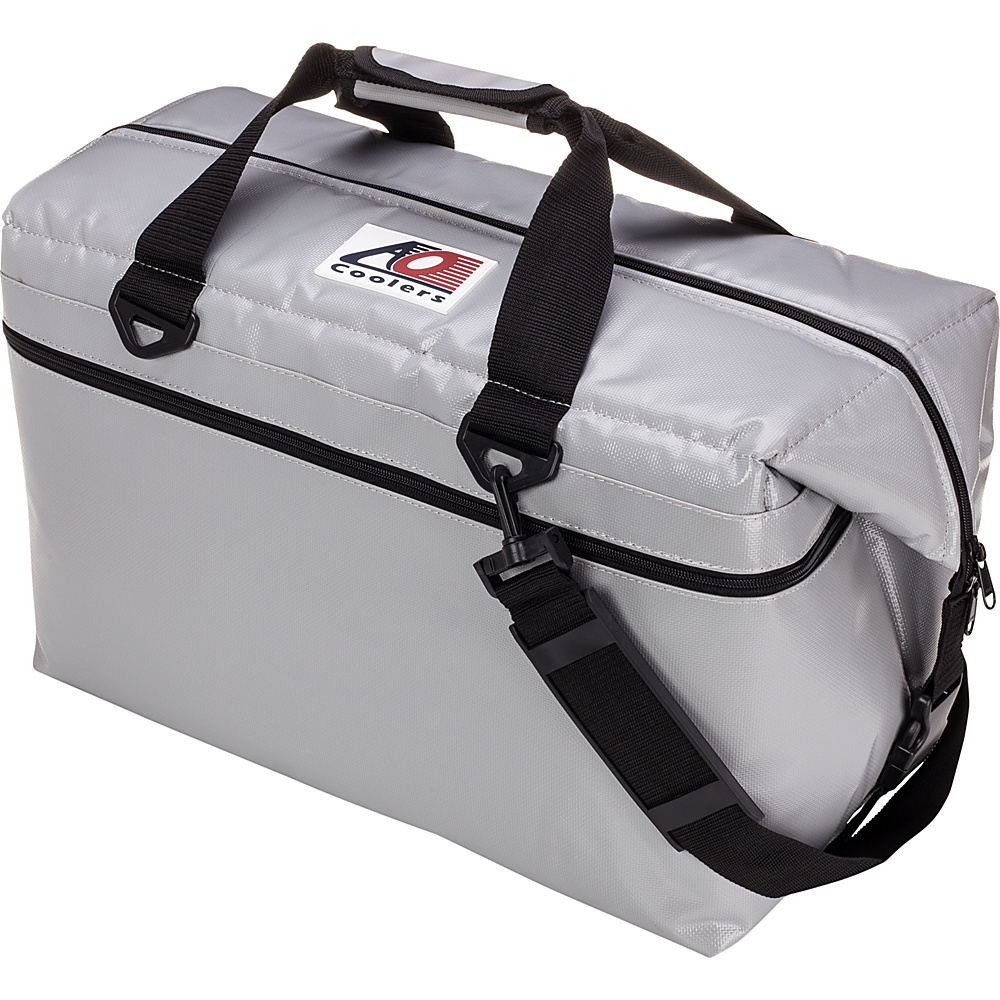 AO Coolers 36 Pack Vinyl Soft Cooler Silver AO Coolers Outdoor Coolers