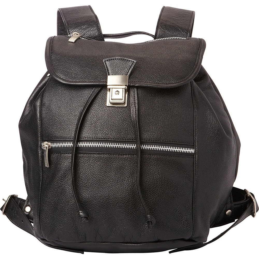 Piel Double Compartment Leather Backpack Black Piel Leather Handbags