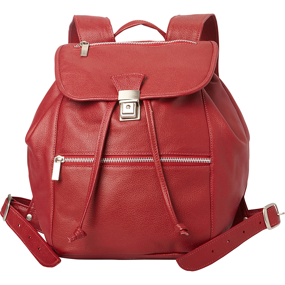 Piel Double Compartment Leather Backpack Red Piel Leather Handbags