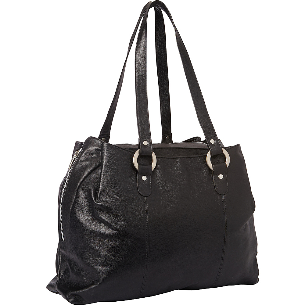 Piel Three Compartment Leather Tote Black Piel Women s Business Bags