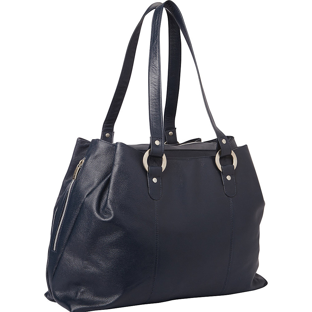 Piel Three Compartment Leather Tote Navy Piel Women s Business Bags