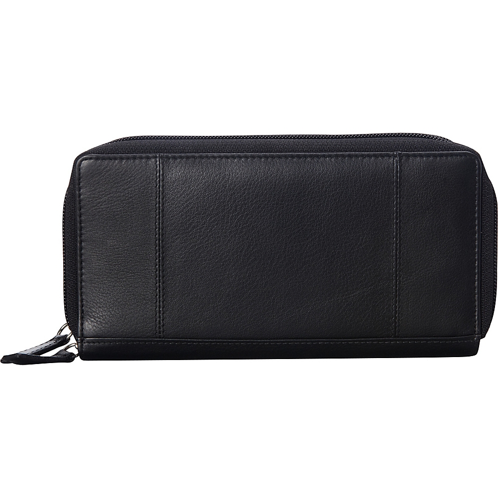 Mancini Leather Goods Double Zipper RFID Secure Wallet Black Mancini Leather Goods Women s Wallets