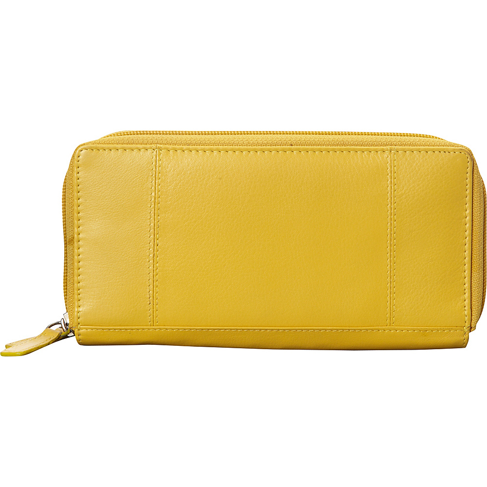 Mancini Leather Goods Double Zipper RFID Secure Wallet Mustard Mancini Leather Goods Women s Wallets