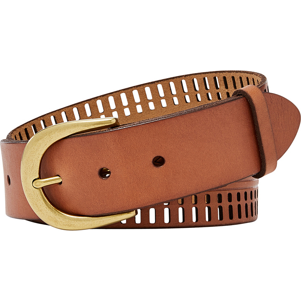 Fossil Claire Embossed and Perforated Belt Tan Small Fossil Other Fashion Accessories