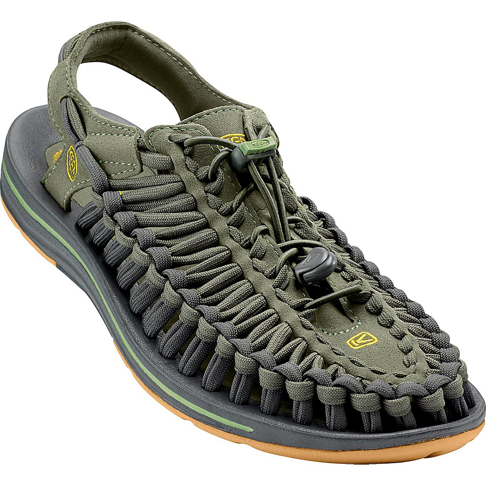 KEEN Mens UNEEK Flat Cord Sandal 11.5 Deep Lichen Golden Yellow KEEN Men s Footwear