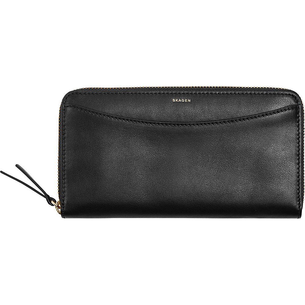 Skagen Continental Leather Zip RFID Wallet Black Skagen Women s Wallets