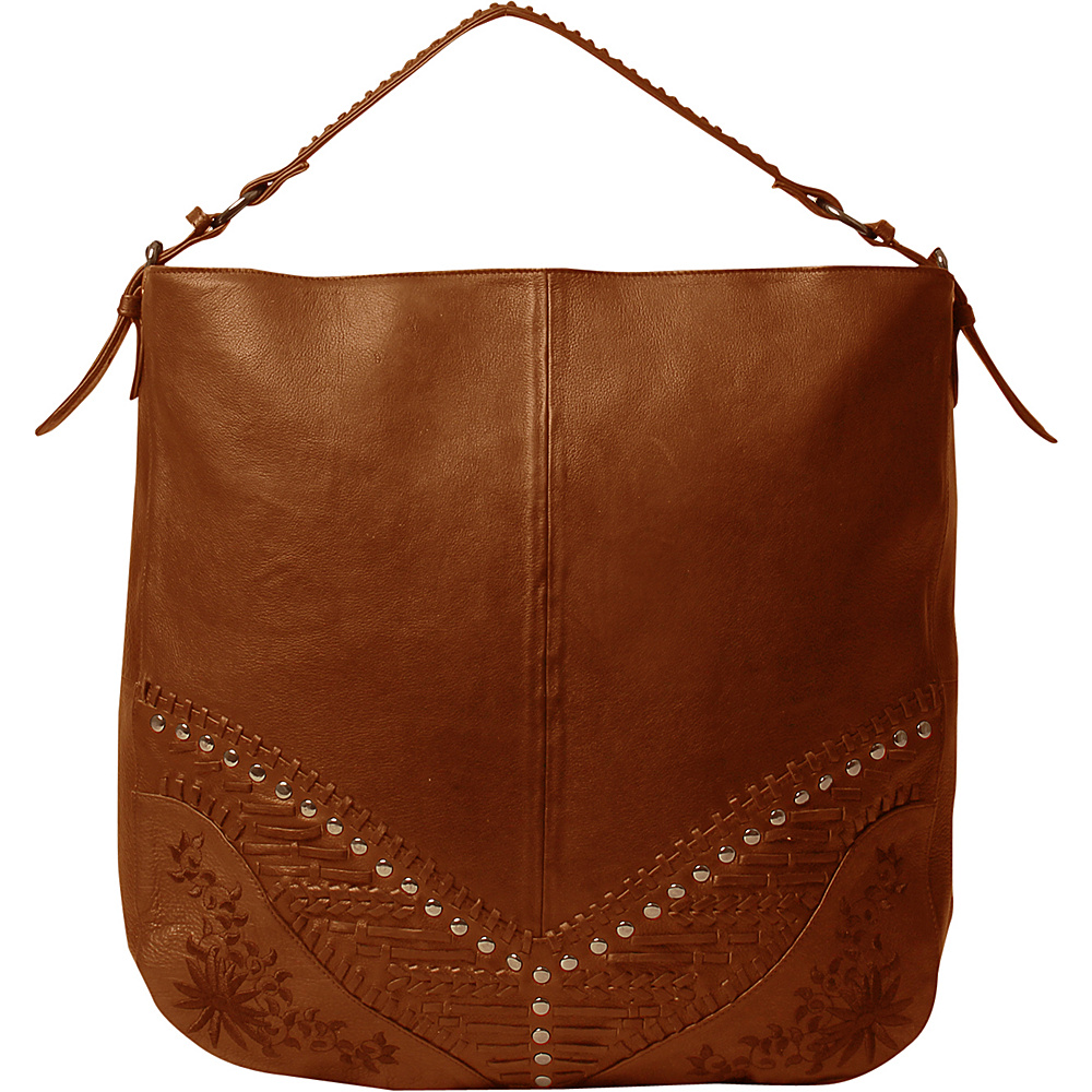 Day & Mood Oak Detail Hobo Cognac - Day & Mood Leather Handbags